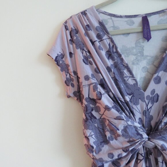 SERAPHINE Lavender Blossom Knot Front Maternity Dress Floral Stretch Size US 6 - Picture 6 of 13